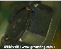 使用銀(Ag)鍍層的電源電感器(Power Inductors)，經(jīng)過推力測試后，零件端點(diǎn)上已經(jīng)看不到任何鍍層的痕跡了，所以其耐推力就比較小。