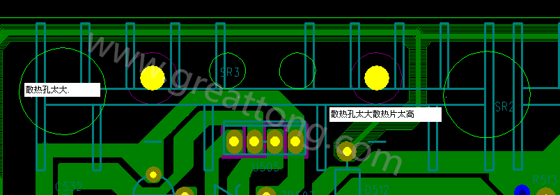 PCB設(shè)計(jì)中，散熱孔散熱片設(shè)計(jì)不當(dāng)，造成很多電源板斷裂
