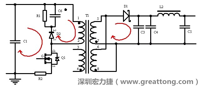 元件布局的時(shí)候，要優(yōu)先考慮高頻脈沖電流和大電流的環(huán)路面積，盡可能地減小,以抑制開關(guān)電源的輻射干擾