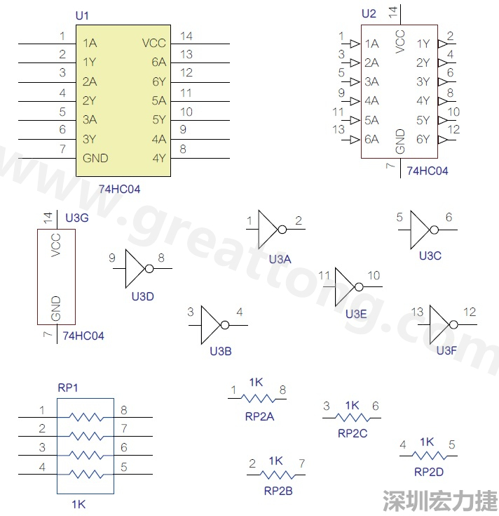 圖1 半導(dǎo)體元件供應(yīng)商所畫的電路圖符號是模擬元件的接腳圖，而非訊號流程。