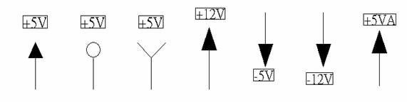 電源符號(hào)有下列幾種，可使用鍵盤(pán) [Ctrl + Tab] 鍵切換：
