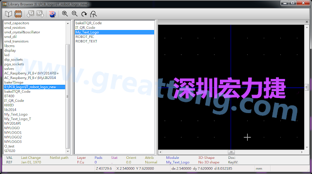 進行相同的程序， 目前這個Library IT_robot_logo_new.mod就包含了多個footprint于其內(nèi)。